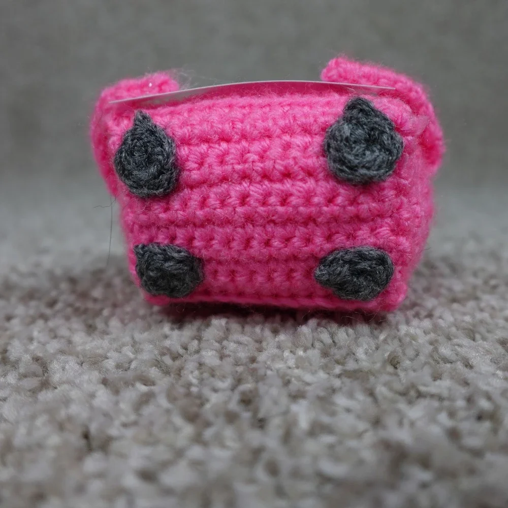 Handmade Pink Crochet Emotional Support Dumpster Fire Amigurumi Plush Desk Decor